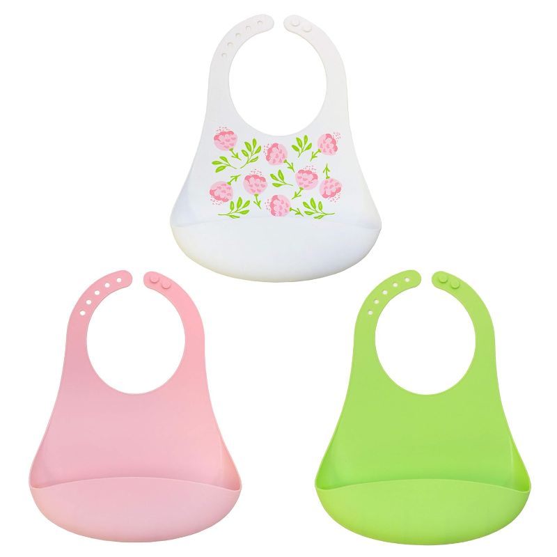 Photo 1 of Neat Solutions 3 Count Silicone Bib Set, Girl
