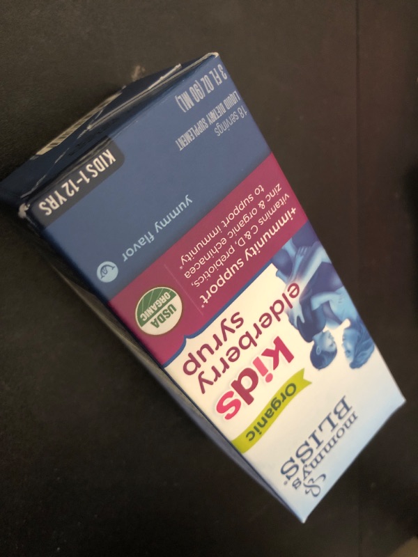 Photo 2 of EXP DATE 12/2024--Mommy's Bliss Organic Elderberry Syrup & Immunity Boost With Vitamins, Prebiotics & Echinacea for Kids & Adults 1 yr+, 3 Fl Oz