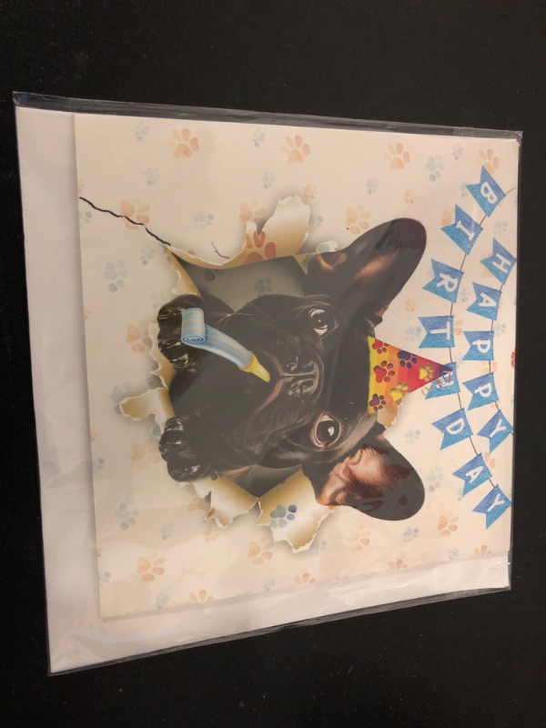 Photo 2 of Black Bulldog Dog 3D Birthday Funny Pop Up Cards, Black Bull Dog 3D Birthday PopUp Cards, Happy Birthday Lovely Cards for Bulldog Lovers