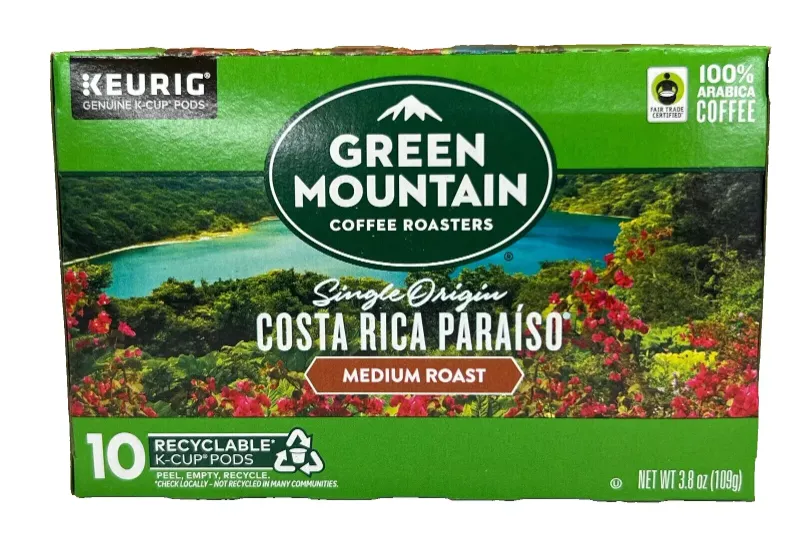 Photo 1 of 10pods exp date 03/2026---Green Mountain Costa Rica Paraiso Single Origin Coffee Keurig K Cups  3.8oz
