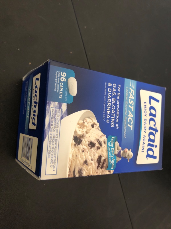 Photo 2 of exp date 03/2027--Lactaid Fast Act Lactose Intolerance Caplets with Lactase Enzyme to Prevent Gas, Bloating & Diarrhea Due to Digesting Dairy, Ideal for Travel & On-The-Go, 96 Travel pks of 1 ct. 96 Count (Pack of 1) Relief Caplet