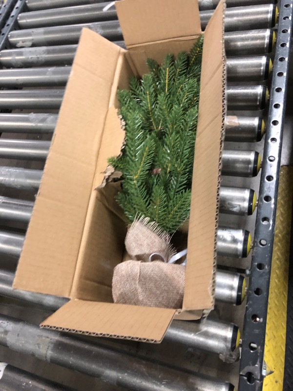 Photo 1 of Mini Christmas Tree Tabletop PE Premium Full Tree Burlap Base,22in