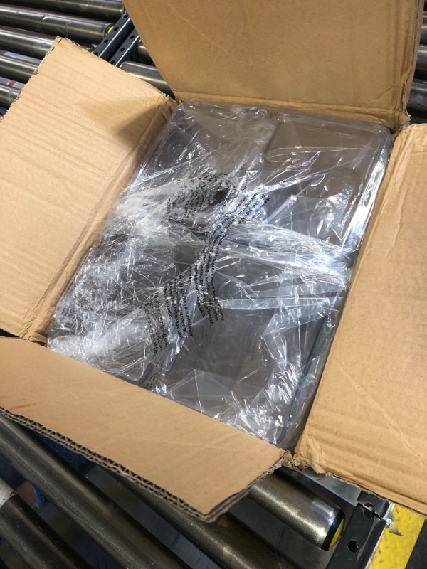 Photo 1 of mDesign Plastic Stackable Box Home, Office Supplies Storage Organizer Box with Attached Hinged Lid - Holder Container for Note Pads, Gel Pens, Staples, Dry Erase Markers, Tape, 4 Pack - Clear