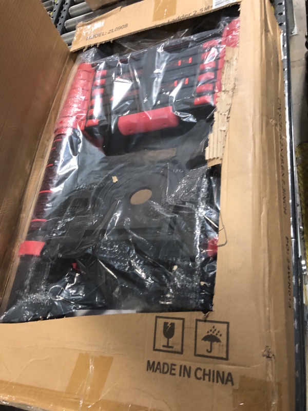 Photo 1 of HBTower Telescoping Ladder A Frame, 16.5 Ft Aluminum Extension Ladder, Portable Compact Telescopic RV Ladder with Tool Platform and Stabilizer Bar, 300lb Capacity, Red