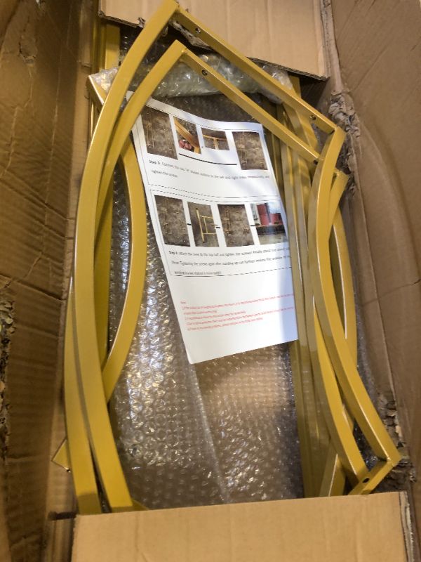 Photo 1 of ZpigToor Double Arch Backdrop Stand Metal Open Arch Backdrop Frame U Shaped Wedding Arches for Ceremony Baby Shower Garden Birthday Party Decoration (Gold, 7.2FT×4FT)