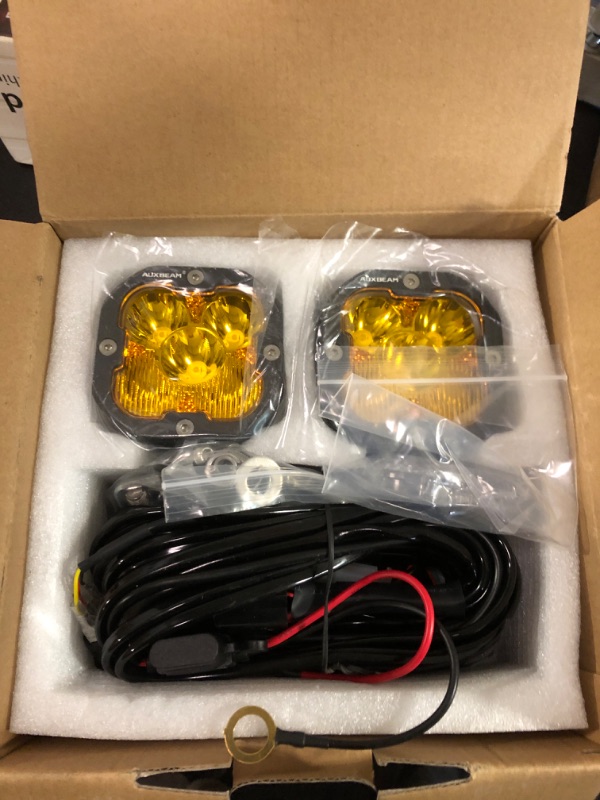 Photo 1 of Auxbeam 3" 80W LED Pods Cube with Amber Covers, XP-Ultra Series 9600LM Yellow Fog Light Pods Offroad Driving Lights, Spot Flood Combo Amber Light Bar Off Road Lights Auxiliary Ditch Lights, Pair
