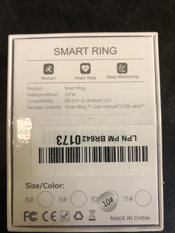 Photo 3 of baab Smart Ring, Wearable Fitness Tracker Ring, Size 10 No App Subscription Health Tracker, Fitness Monitor, Sleep Tracker Ring, 7-Day Battery Compatible with iOS & Android (Silver)