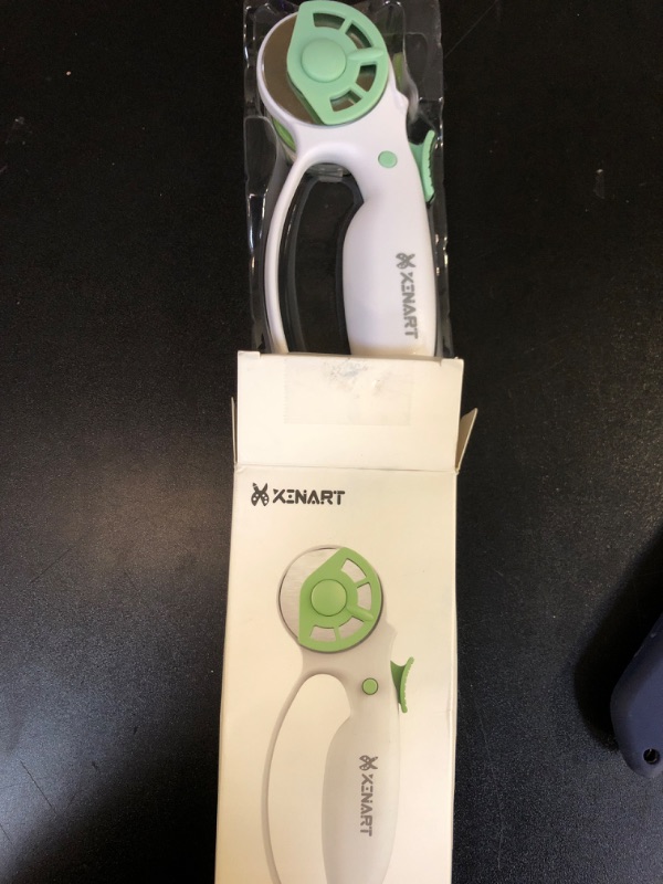 Photo 1 of Xinart 45mm Rotary Cutter for Fabric Safety Lock Ergonomic Classic Comfort Loop Fabric Small Rotary Cutter for Sewing Quilting Crafting (Extra 2pcs Replacement Blades Included)-Green