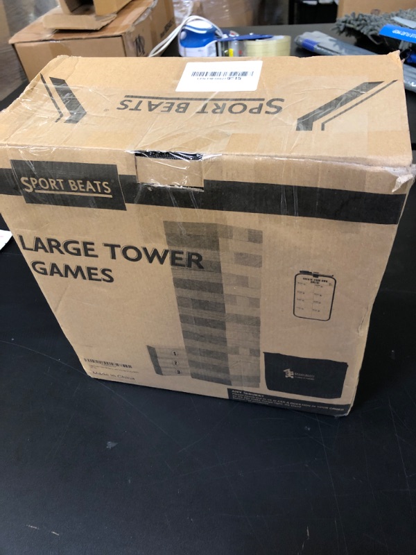 Photo 1 of Large Tower Game Jenge Stacker Wooden Stacking Games Lawn Outdoor Games for Adults and Family - Includes Rules and Carry Bag-54 Large Blocks