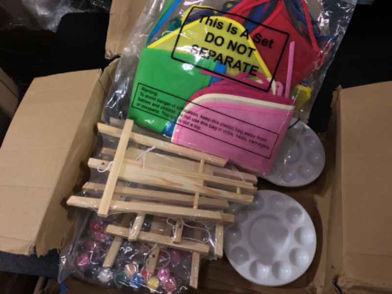 Photo 1 of Ireer 84 Pcs Kids Paint Party Set Include 12 Animal Pre Drawn Canvas 12 Brushes 12 Palettes 12 Set Acrylic Paints 12 Apron Canvas Painting Kit for Kids Art Paint Party Valentines Gift (8 x 10 Inches)