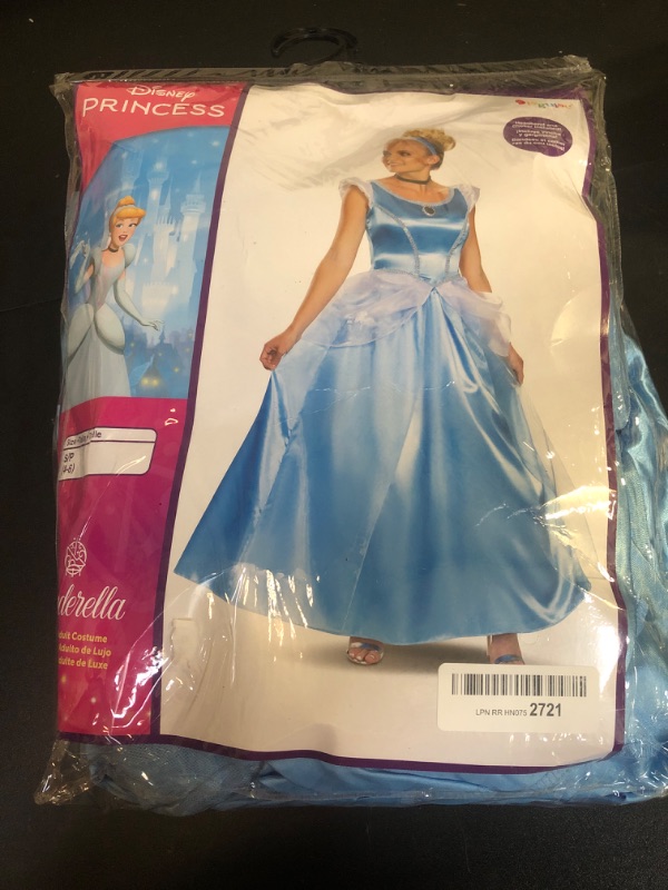 Photo 2 of Disguise womens Cinderella Costume, Official Disney Princess Cinderella Deluxe Dress Adult Sized Costumes, Blue, Small 4-6 US