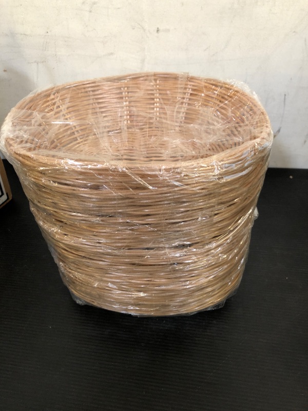 Photo 2 of  Oval Poly Wicker Basket, 9 x 6 x 2.6 Inch Poly Wicker Bread Baskets, Medium Size Gift Baskets for Kitchen, Christmas Gifts, Centerpiece Display, Storing Bread, Fruits, Vegetables, by GNIEMCKIN