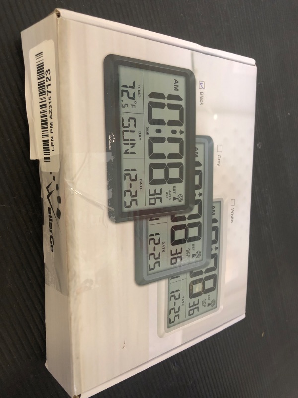 Photo 1 of WallarGe Atomic Clock Battery Operated - Large Display Digital Alarm Clock with Seconds and Indoor Temeperature, 4 Time Zones, DST