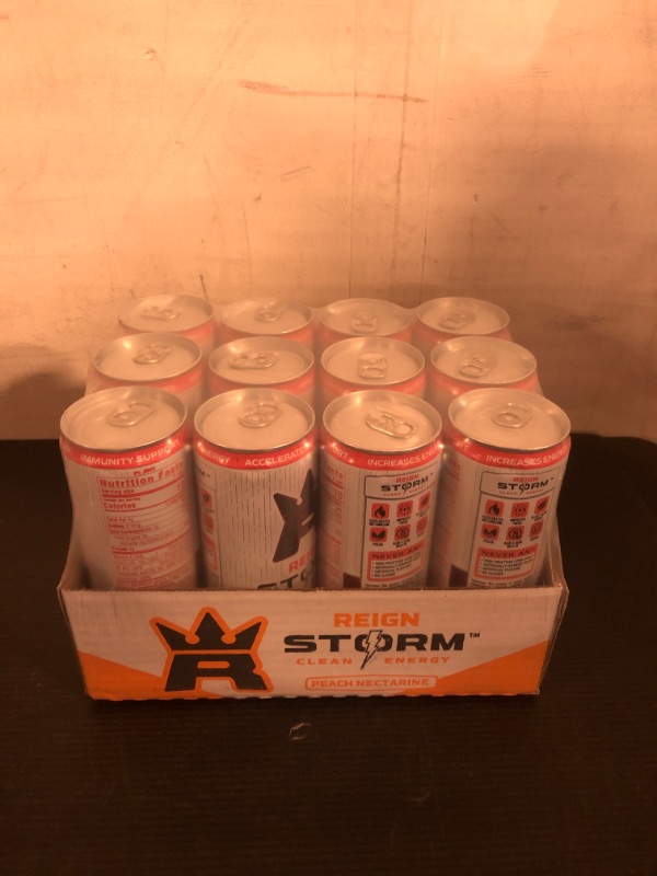 Photo 3 of 02/2025---REIGN Storm, Peach Nectarine, Fitness & Wellness Energy Drink, 12 Fl Oz (Pack of 12)