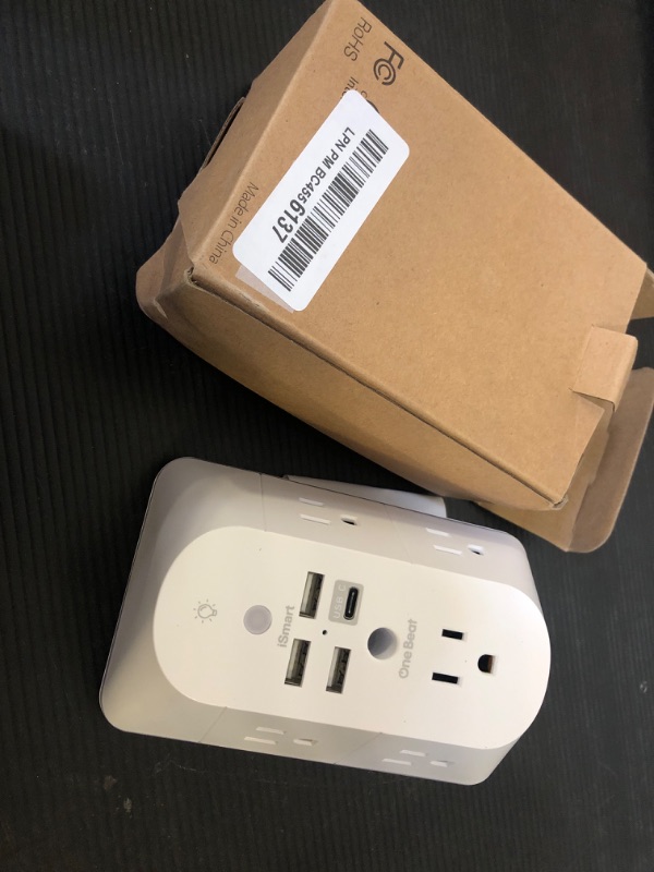 Photo 2 of Outlet Extender with Night Light, Surge Protector, Power Strip, 5 Outlet Splitter (3 Side) and 4 USB Charger(1 USB C), USB Wall Charger, Multi Plug Outlets for Home, Office, Dorm Room Essentials