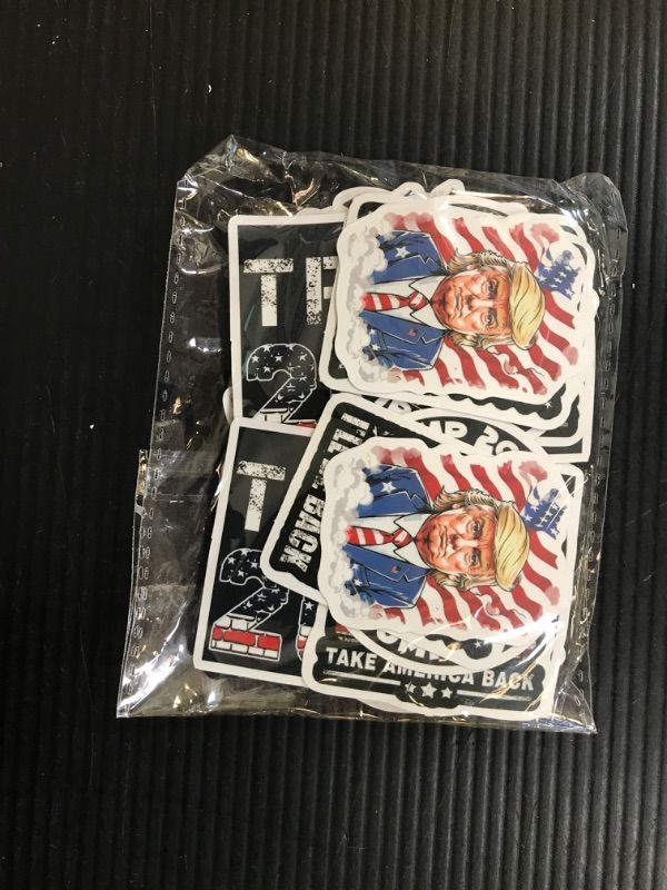 Photo 2 of 100pcs Donald Trump Stickers, Trump 2024 Stickers Trump Merchandise USA Flag Decals American Flag Aesthetic Vinyl Waterproof Stickers for Laotop Water Bottle Phone Luggage Skateboard…