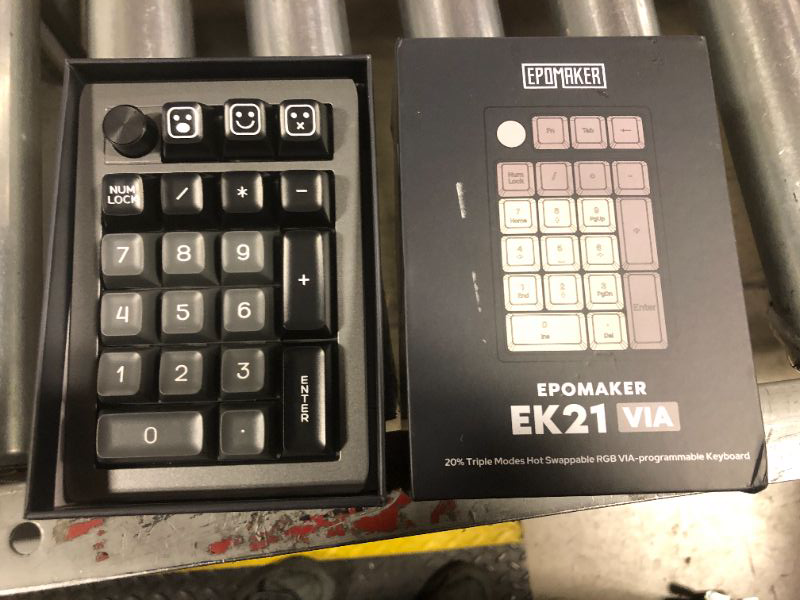 Photo 2 of EPOMAKER EK21 VIA Gasket Number Pad, Bluetooth 5.0/2.4ghz/Wired Hot Swappable Numpad, with Poron Foam, Aluminum Alloy Knob, 1000mAh Battery, Programmable (Black, Mulan Switch)