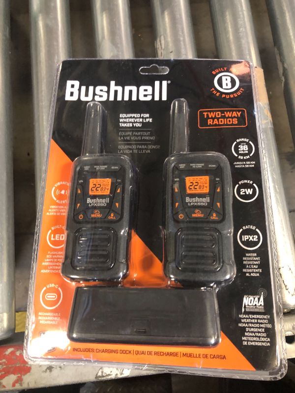 Photo 2 of New Bushnell LPX550 Walkie Talkie Radio - Reliable Quality, Rugged Design, 2W Power for 36 Miles of Range, Two Way Radios Equipped for Wherever Life Takes You (2 Pack)