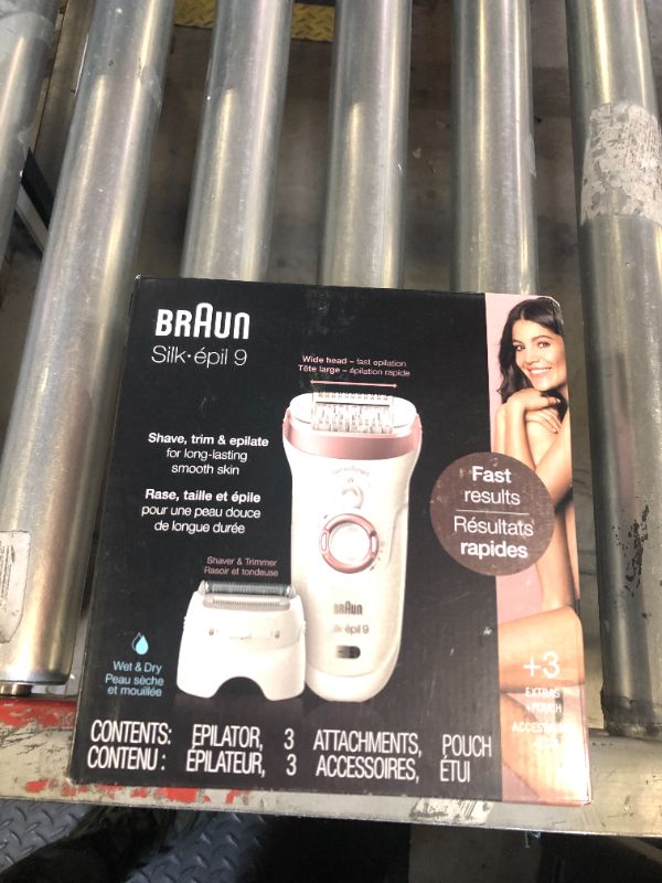 Photo 3 of Braun Epilator Silk-épil 9 9-720, Hair Removal Device, Epilator for Women, Wet/Dry, Waterproof, 3-in-1 Epilate, Shave, or Trim, Salon-Like Smooth Skin, Womens Shaver & Trimmer, Cordless, Rechargeable