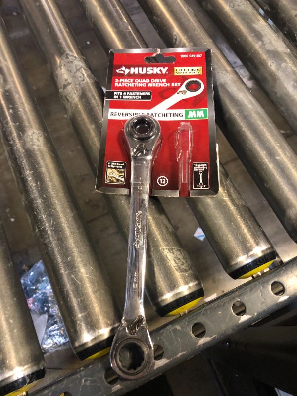 Photo 2 of Husky Metric Quad Drive Ratcheting Wrench Set (2-Piece)