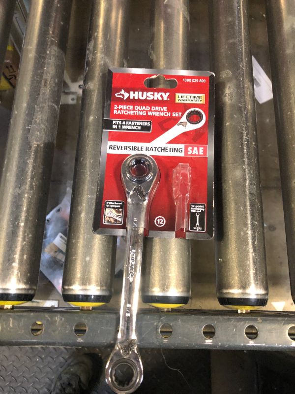 Photo 2 of Husky Quad Drive SAE Ratcheting Wrench Set (2-Piece)