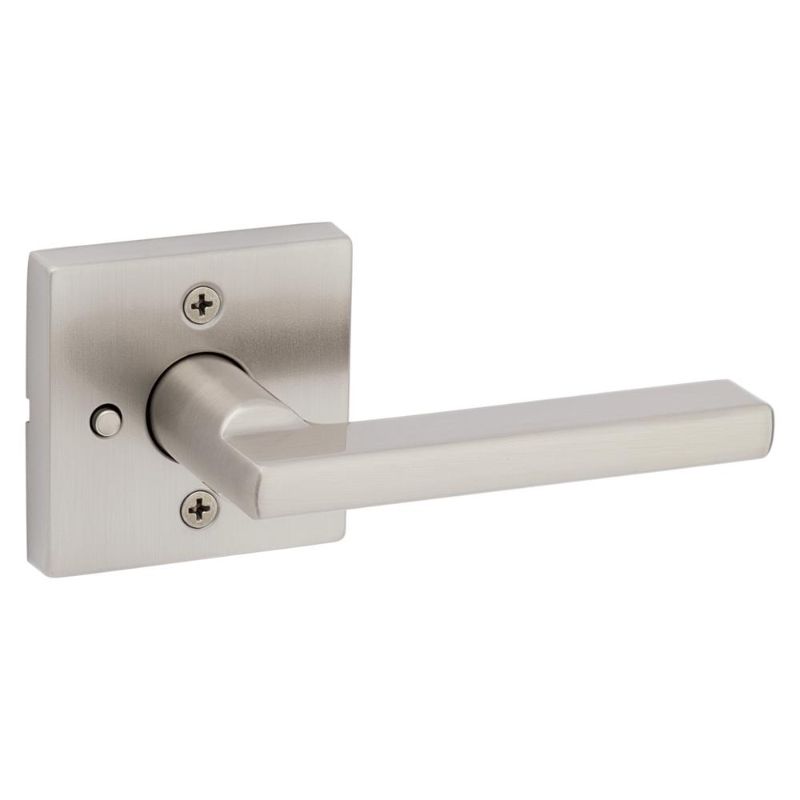 Photo 1 of Kwikset Satin Nickel Halifax Privacy Lever with Square Rose
