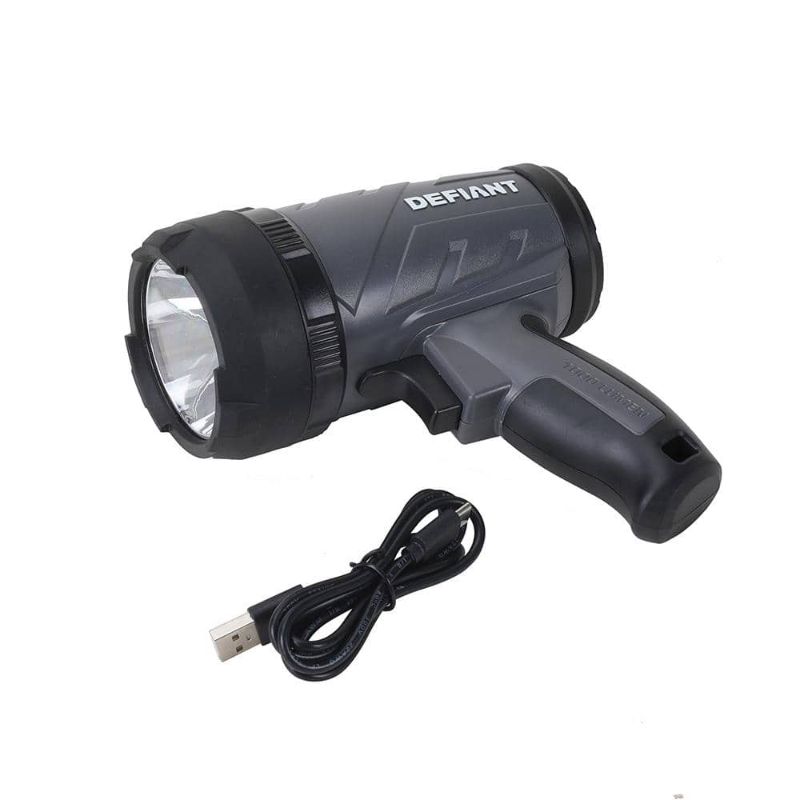 Photo 1 of Defiant 1000 Lumens LED Compact Rechargeable Spotlight with USB Cable, Black
