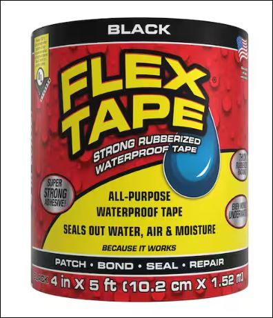 Photo 1 of Flex Tape Black 4 in. x 5 ft. Strong Rubberized Waterproof Tape