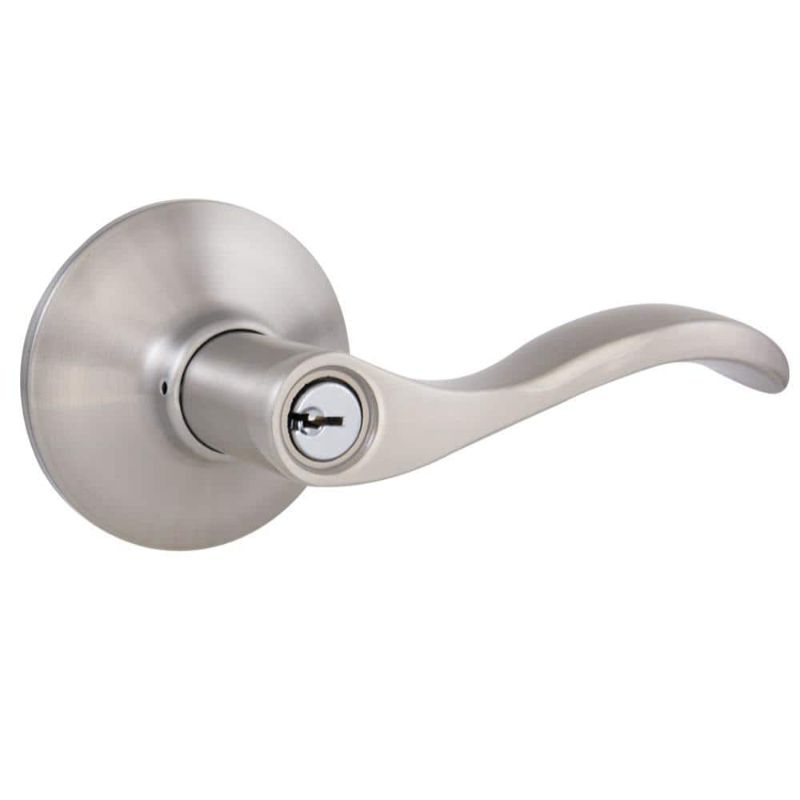 Photo 1 of Naples Satin Nickel Keyed Entry Door Lever
