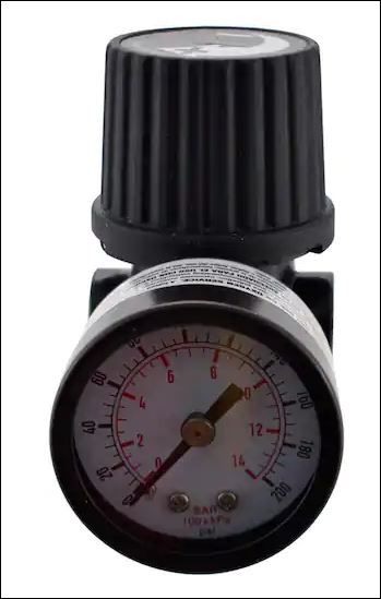 Photo 1 of 1/4 in. Black Air-Compressor Regulator with Gauge
