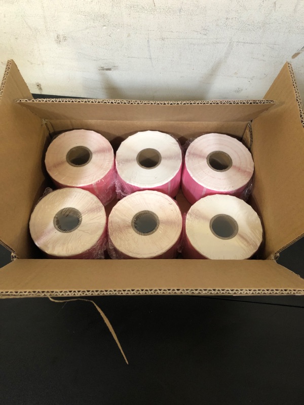 Photo 2 of 2.25" X 1.25" 6 Rolls Rectangular Direct Thermal Labels - Tacnology 6000 Labels Pink Sticker Rolls - Self-Adhesive Perforated Barcode Address Labels Compatibel with Zebra,Rollo,MUNBYN