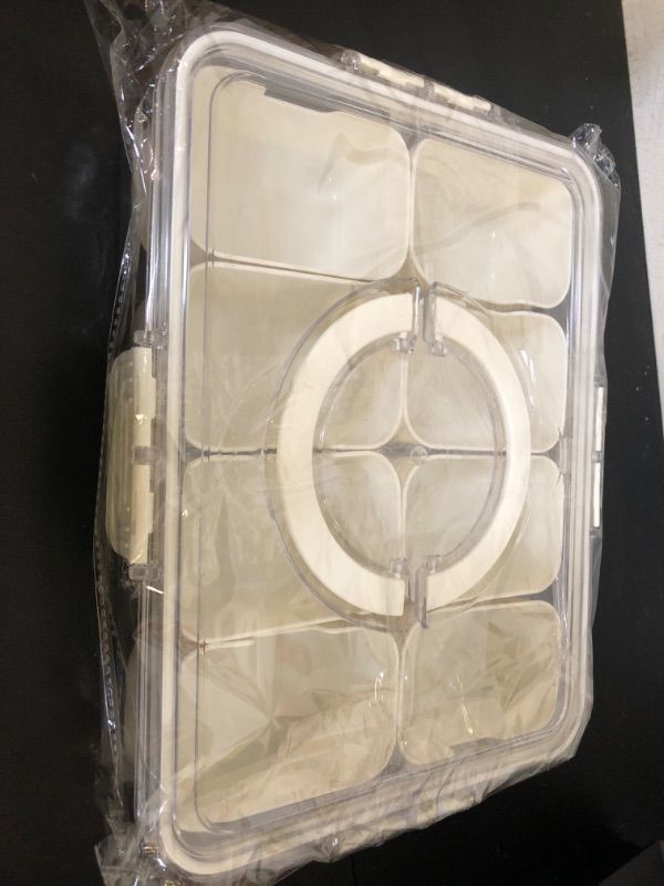 Photo 2 of 1pcs---only Snack Box Container - Divided Serving Tray - Charcuterie For Picnics, Entertaining, Party, Fruits, Snacks, Nuts - Clear Organizer With Handle And Lid - 8 Compartments