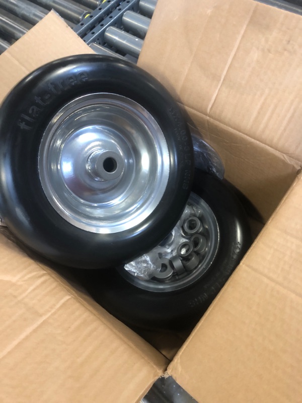 Photo 2 of New Flat Free Mower Tire w/Steel Rim 11x4.00-5 - Centered Hub 3.4"-5" with 3/4" or 5/8" Greased Bushing for Zero-Turn Lawn Mowers & Garden Tractors 114005 T161 (2 Pack)