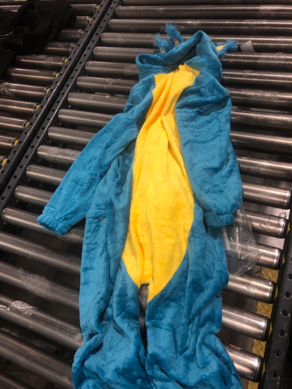 Photo 1 of Fuzzy teal and yellow axolotl onesie for kids