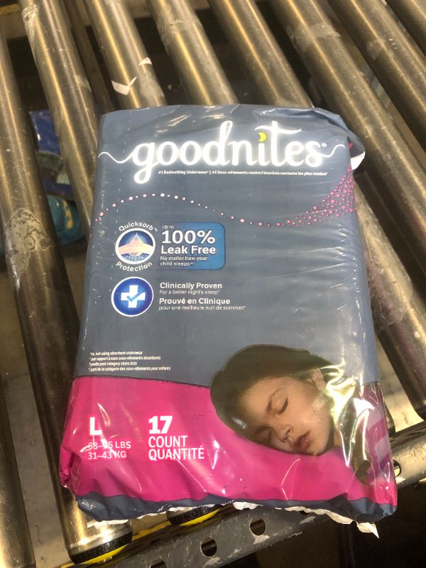 Photo 2 of Goodnites Girls' Nighttime Bedwetting Underwear, Size Large (68-95 lbs