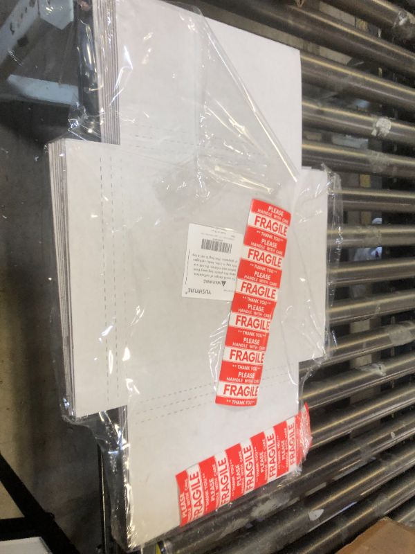 Photo 2 of YUSHYIJIE LP Mailers - 12.4"L x 12.4"W x 1"H Vinyl Record Mailing Box, White Album Shipping Boxes w/Fragile Stickers, Corrugated Cardboard Box, 15-Pack