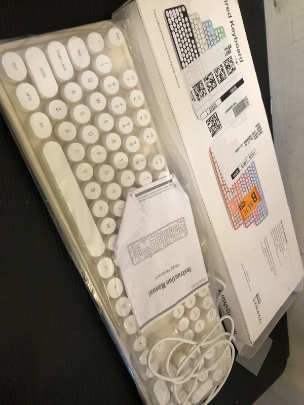 Photo 1 of Atelus USB Wired Computer Keyboard - Retro Typewriter Keyboard - Full Size Keyboard with Number Pad for PC Laptop Desktop Windows (Creamy White)