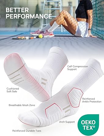 Photo 1 of 1pair M---TRENDOUX Compression Running Socks for Women: Men Athletic Cushioned Crew Socks 