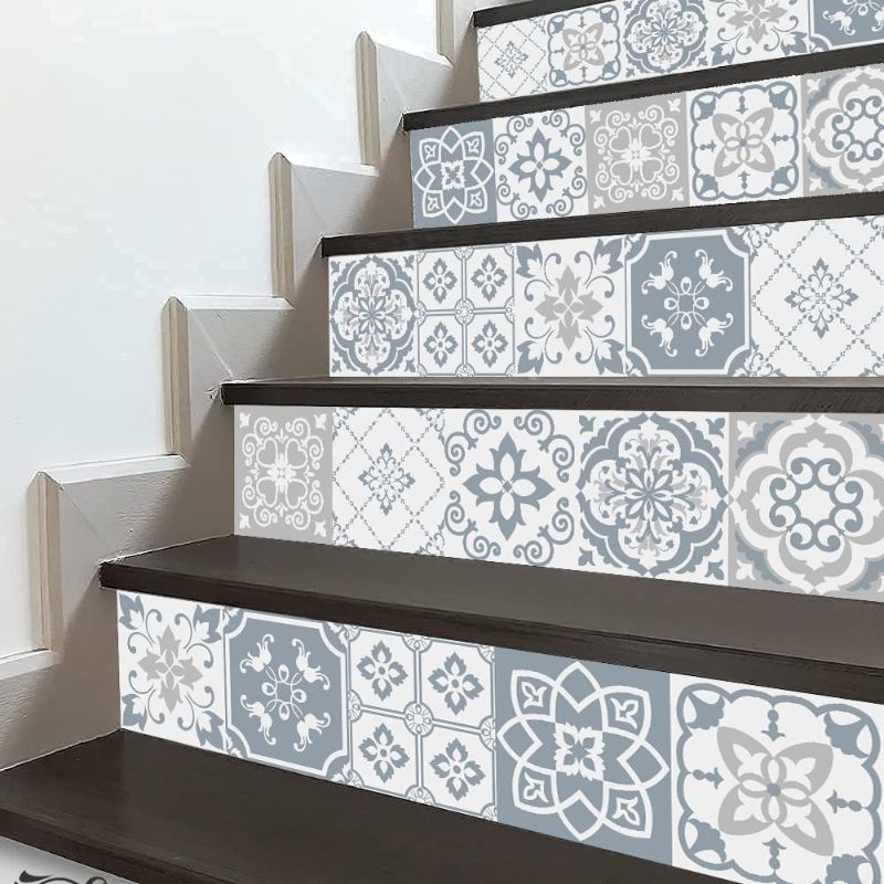 Photo 1 of  Self-Adhesive Stair Riser Decals, Peel and Stick Staircase Stickers 39.37x7.09 Vinyl Stickers Staircase Murals Decor for Steps
