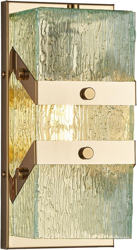 Photo 1 of 1-Light Gold Wall Sconce Indoor Wall Light Stainless Steel Rectangle Modern Wall Light Fixtures with E12 Sockets Glass Wall Lamp for Living Room,Bedroom, Hallway,Bathroom
