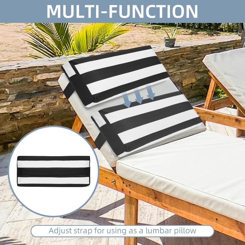 Photo 1 of 1pc---Outdoor Pillow for Pool Patio Chairs,   (White Black Stripe,22x8x4)
