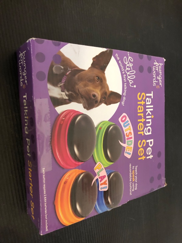 Photo 3 of Hunger for Words Talking Pet Starter Set - 4 Piece Set Recordable Buttons for Dogs