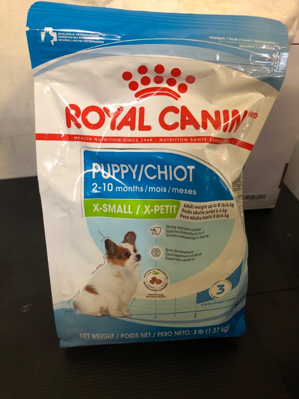 Photo 1 of exp date 12/2025---Royal Canin Size Health Nutrition X-Small Puppy Dry Dog Food, 3 lb Bag Size  