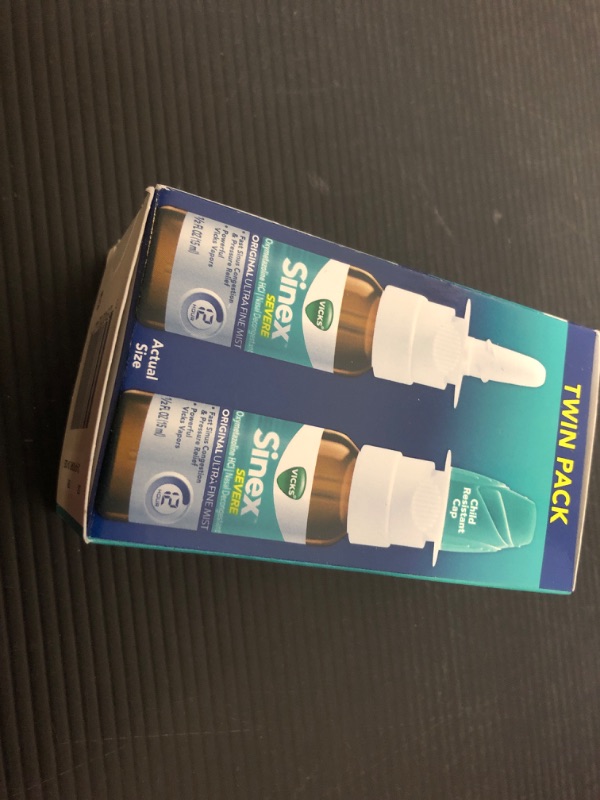 Photo 2 of exp date 04/2025---Vicks Sinex SEVERE Nasal Spray, Original Ultra Fine Mist, Decongestant Medicine, Relief from Stuffy Nose due to Cold or Allergy, & Nasal Congestion, Sinus Pressure Relief, 265 Sprays x 2