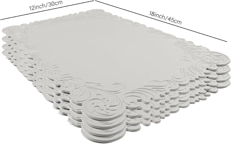 Photo 1 of Noctiflorous Rectangle Faux Leather Placemats 12x18 Inches Set of 4 Non-Slip Durable Place mats Heat Resistant Washable Waterproof Table Mats for Dining (Grey, Rectangle, Set of 4)