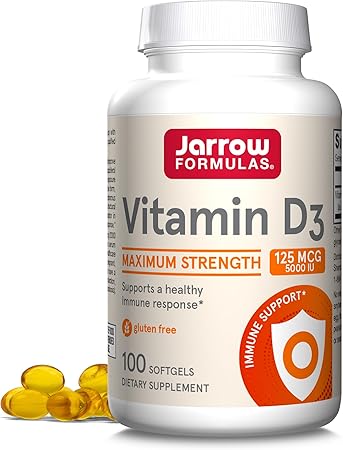 Photo 1 of Jarrow Formulas Vitamin D3 125 mcg (5000 IU) - 100 Servings (Softgels) - Bone Health, Immune Support & Calcium Metabolism Support - Vitamin D Supplement - D3 Vitamins - 5000 IU Vitamin D - Gluten Free ------ EXP. 03/26