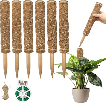 Photo 1 of 94 Inch Moss Stick for Potted Plants 6 Pcs 15.7 inch Plant Support for Climbing Plants Monstera, Coir Totem Pole Support for Climbing Plants,Creeper(Removable)