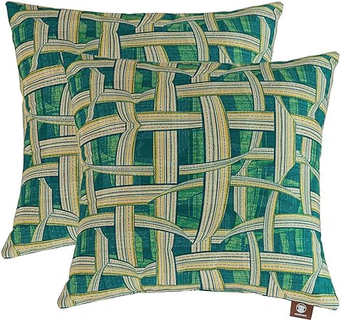 Photo 2 of 2-Pack Decorative Throw Pillow Cover with Microfiber Filling, for Indoor/Outdoor Use, Home Decor, Living Room Couch, Bed (16x16 Inch, Green Plaid)