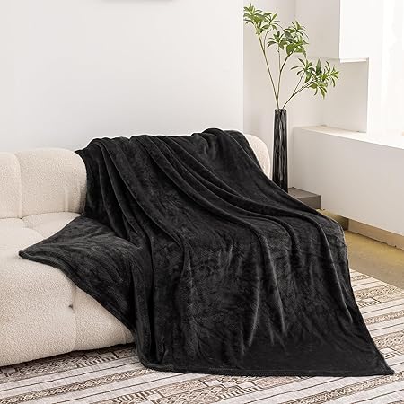 Photo 1 of Home Fleece Twin Blanket for Couch, Bed, TV, Party, and Gift - 3D Jacquard Decorative Blankets - Cozy Soft Fuzzy Flannel Blanket, All Seasons, 60x80 Inches, Black