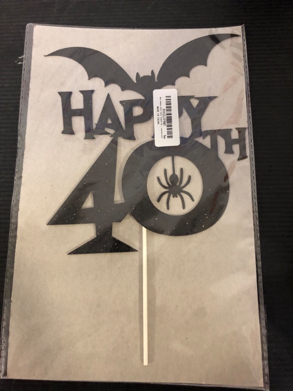 Photo 2 of Bat Happy 40th Cake Topper Black Glitter- Halloween 40th Birthday Decorations,Halloween 40th Birthday Cake Topper,Bat Cake Topper,Halloween Cake Decorations